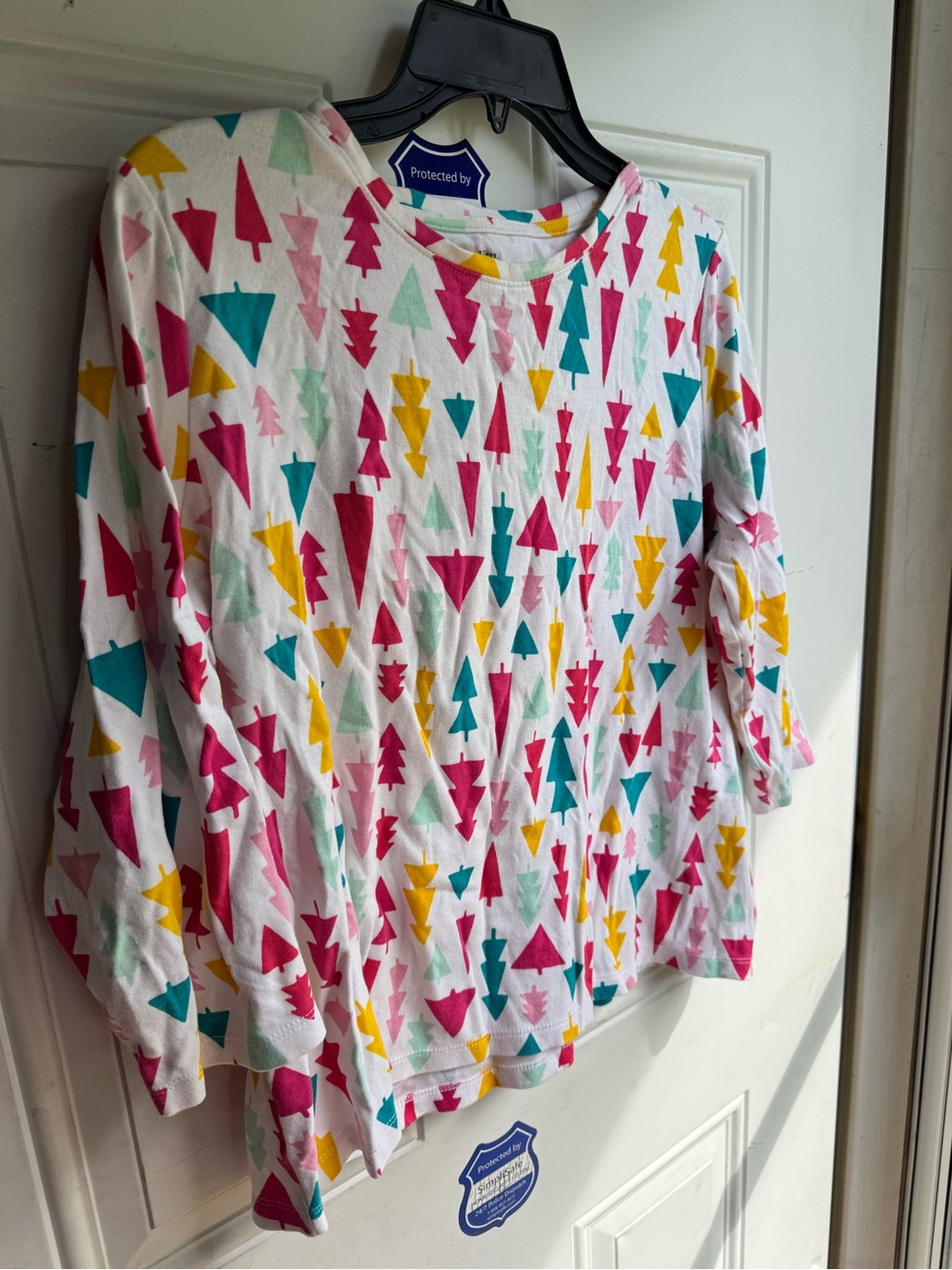 Women’s Long Sleeve Top with Colorful Tree Print - White / Multicolor